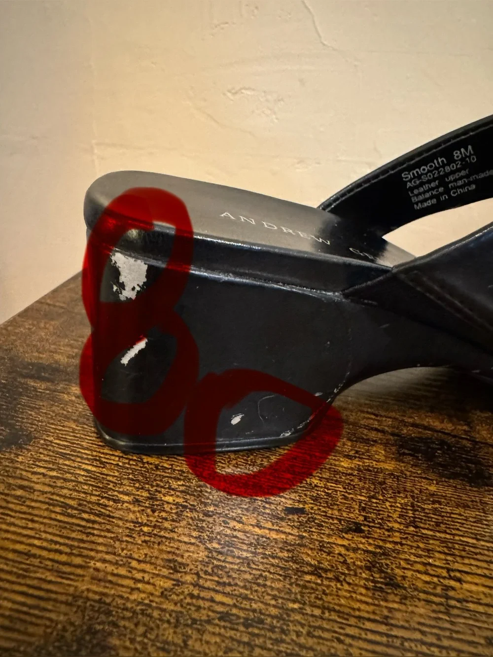Andrew Geller Black Leather Slide Heel for Women Sz 8M